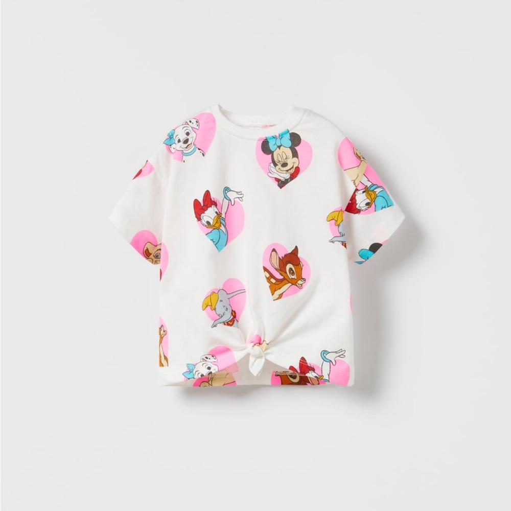 NWT Zara 5-6Y knotted Disney Minnie Mouse Daisy Dumbo Bambi short sleev